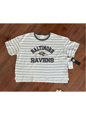 Women's 47 Baltimore Ravens Striped Short Sleeve Tee XL